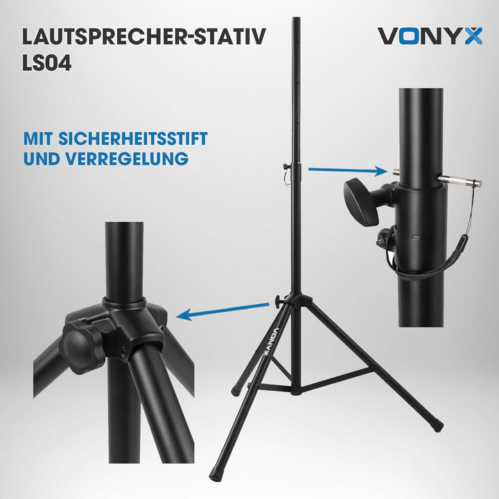 Vonyx Pro Lautsprecherständer (max. Last 80 kg) - Schwarz