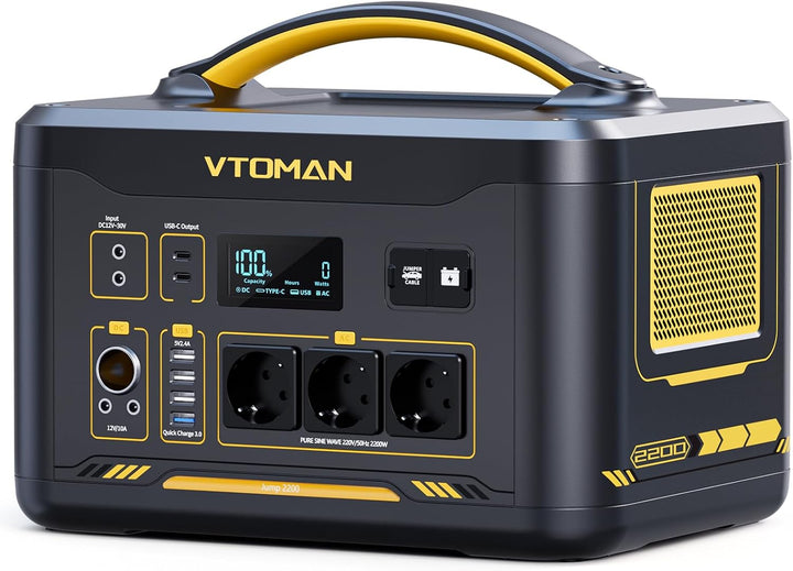VTOMAN Jump 2200 Tragbare Powerstation - 1548Wh/2200W (Spitze 4400W) LiFePO4 Batterie Solar generato