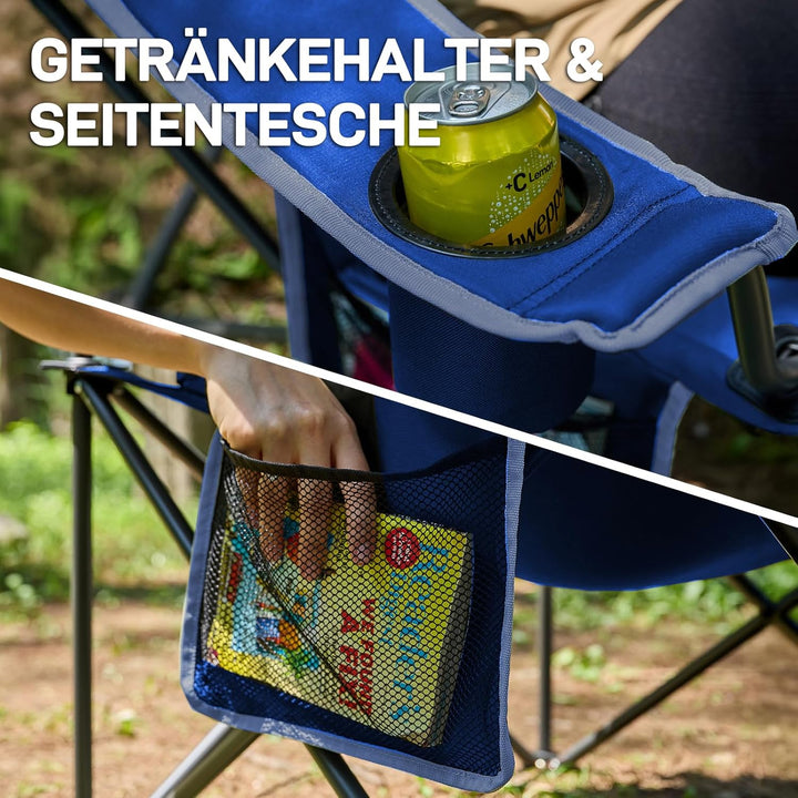 EVER ADVANCED Luxus Campingstuhl Faltbar 150 KG Belastbar Ultragross mit Hochlehner Bequem Gepolster