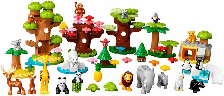 LEGO 10975 DUPLO Wilde Tiere der Welt Zoo Spielzeug mit Sound, mit 22 Tierfiguren und Steine, Lernsp