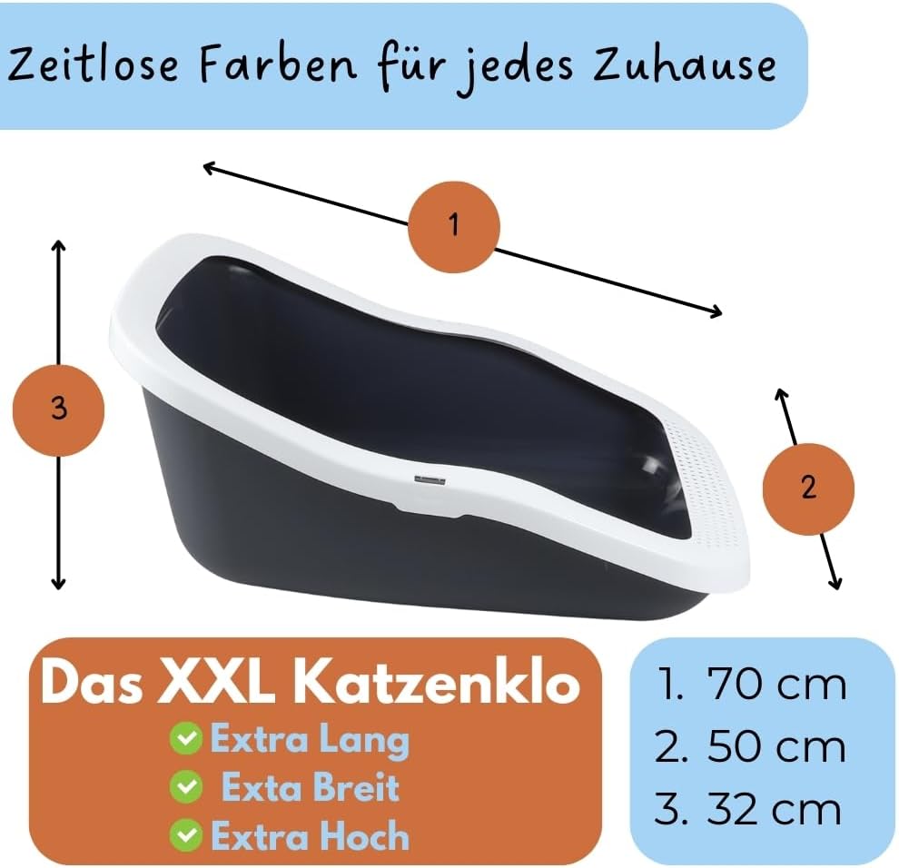 XXL Katzenklo Katzentoilette gross Grosses Katzenklo 70 cm Katzen Klo offen Katzenklo hoher Rand Kat