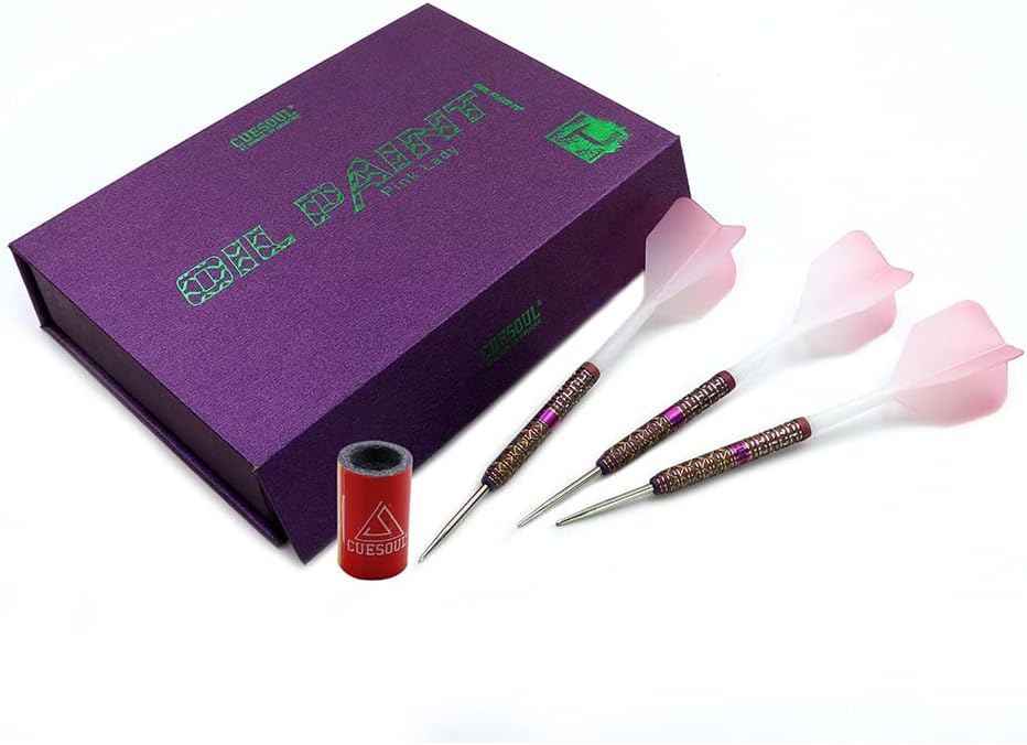 CUESOUL Steel Tip 90% Tungsten Dart Set mit Ölfarbe Finish und ROST Flights 21g ROSA DAMEN-COCKTAIL,