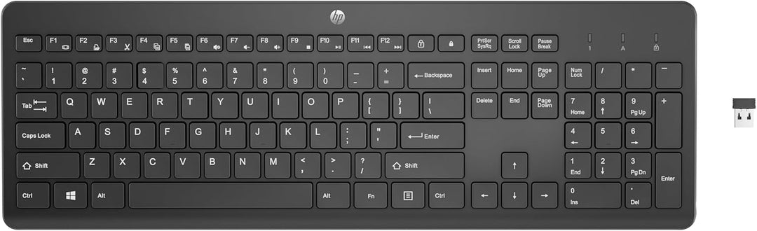 HP 230 (‎3L1E7AA) kabellose Tastatur (USB Dongle, QWERTZ-Layout) schwarz, kabellose Tastatur