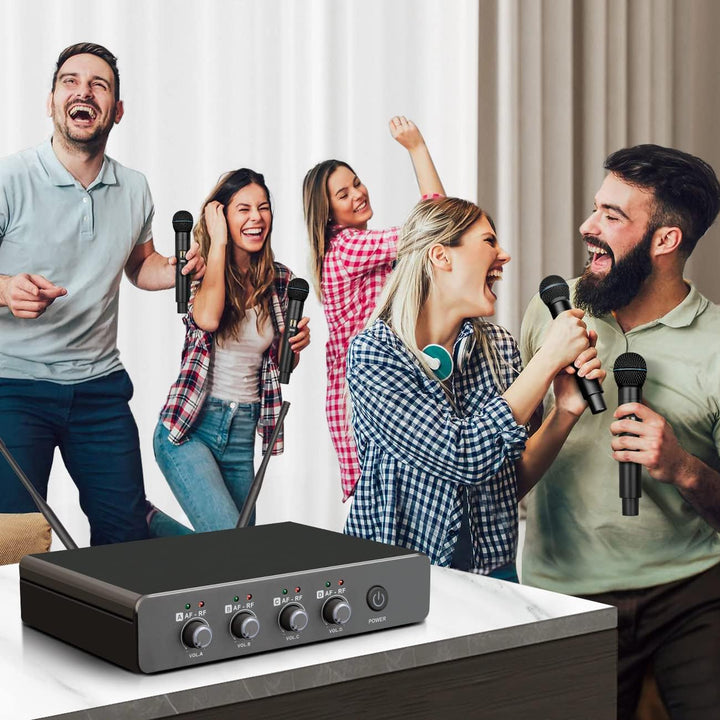 Depusheng R5 Drahtloses Mikrofon, professionelles kabelloses UHF-Handmikrofonsystem mit Vier dynamis