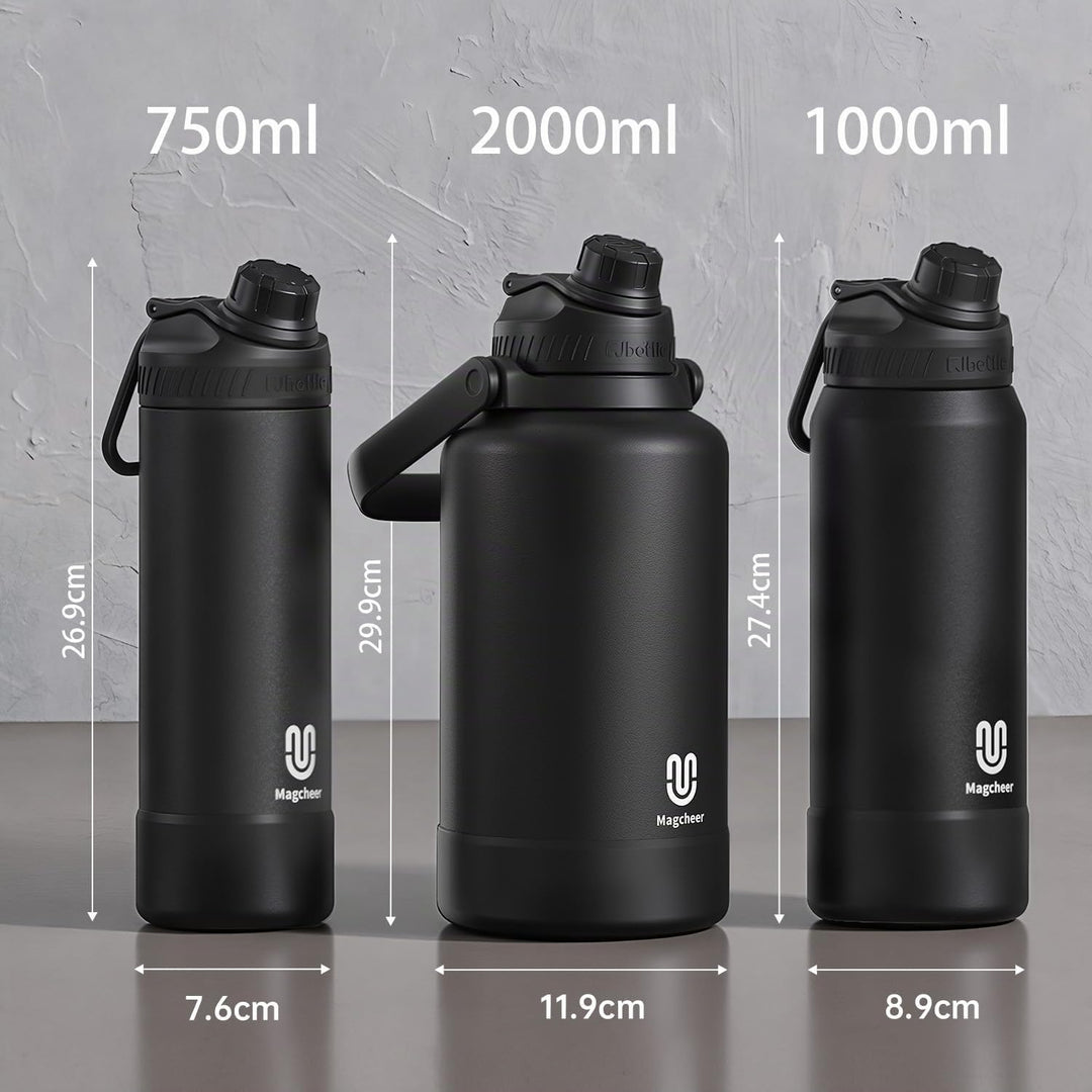 magcheer Isolierte Edelstahl Trinkflasche 750ml mit Griff | BPA-Frei &amp; Auslaufsichere Isolierte Ther