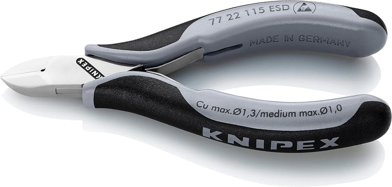 Knipex Elektronik-Seitenschneider ESD mit Mehrkomponenten-Hüllen 115 mm 77 22 115 ESD runder Kopf, o