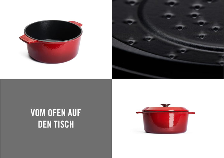 Woll Iron Gusstopf mit Deckel und Silikongriffen - Induktiv -, Ø 24 cm, 11 cm hoch, 4,2l - Geeignet