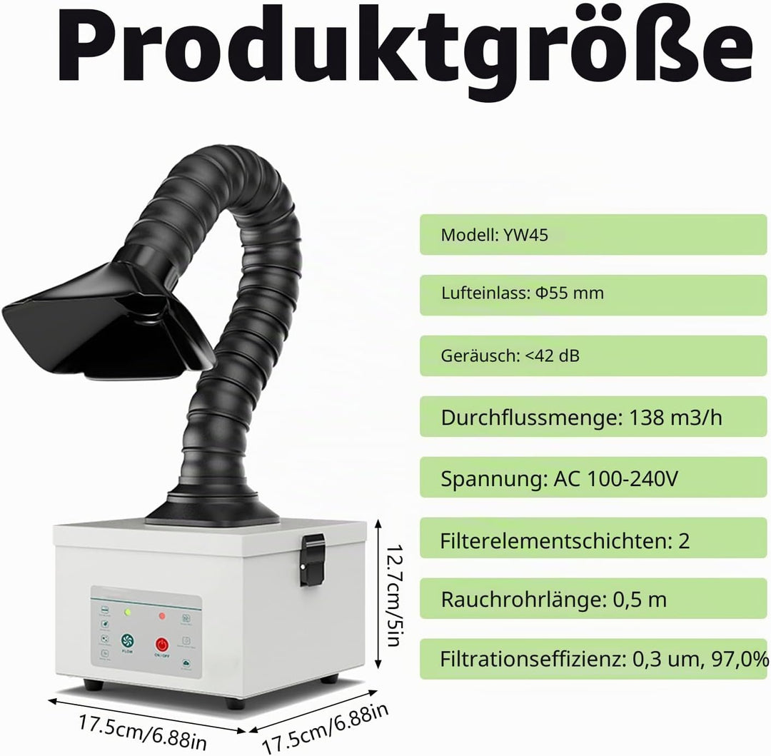 Lötabsaugung 45W, Lötrauchabsaugung mit Aktivkohlefilter, Lötrauchabsorber Desktop Mobil Rauchabsaug