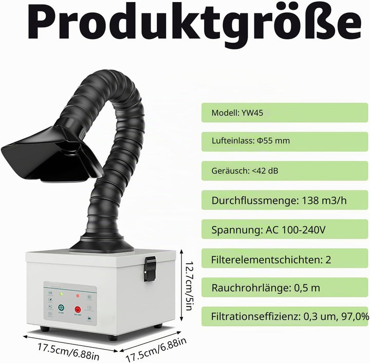Lötabsaugung 45W, Lötrauchabsaugung mit Aktivkohlefilter, Lötrauchabsorber Desktop Mobil Rauchabsaug