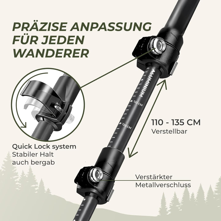 Wanderstöcke Teleskop - Nordic Walking Stöcke Damen/Herren Ultraleichte - Trekkingstöcke Einstellbar