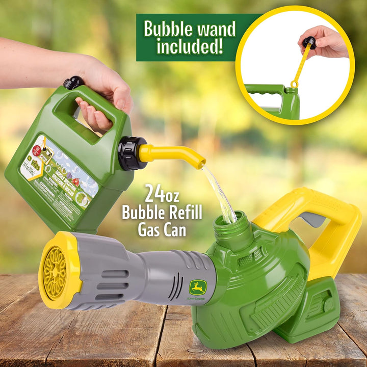 John Deere Blasen-Blattbläser-Spielzeug für Kinder, inklusive 1,2 l Blasen-Nachfüll-Gaskanne, Outdoo