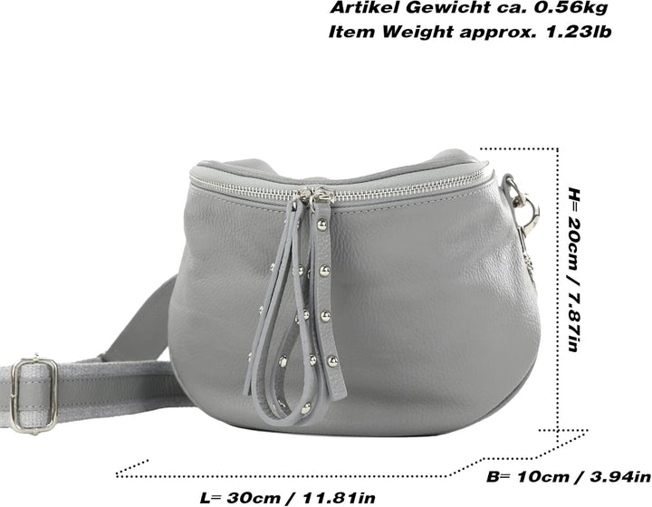 modamoda de - T236 - Umhängetasche Klein Small aus ital. Leder Dunkelblau, Dunkelblau