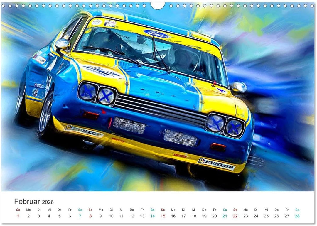 Kultautos - Capri und Escort (Wandkalender 2026 DIN A3 quer), CALVENDO Monatskalender: Autos mit spo