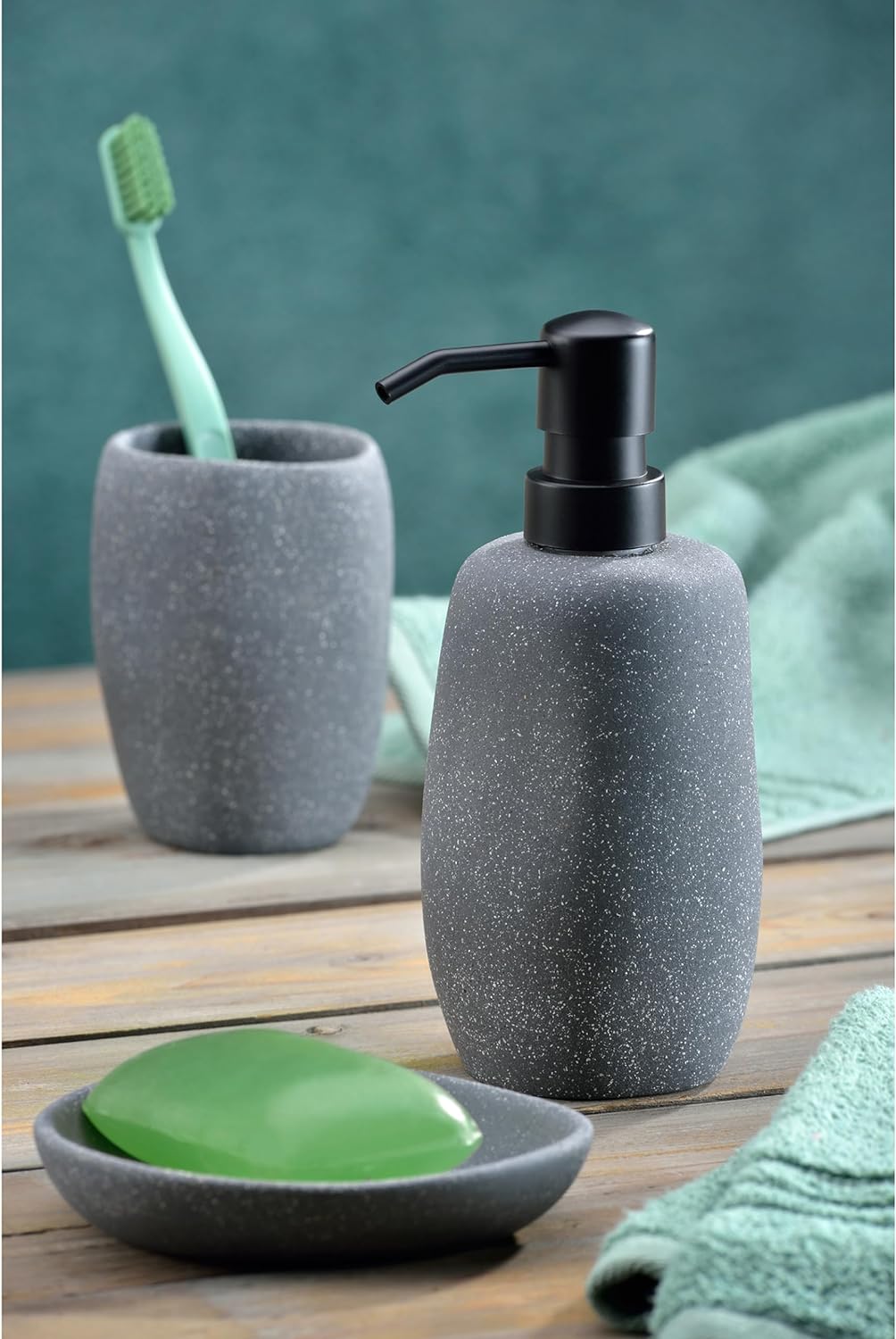 kela WC-Garnitur Roda, Ø 10,5 cm, Zement, beige, Kunststoffgriff, 23681 Beige WC-Garnitur, Beige WC-