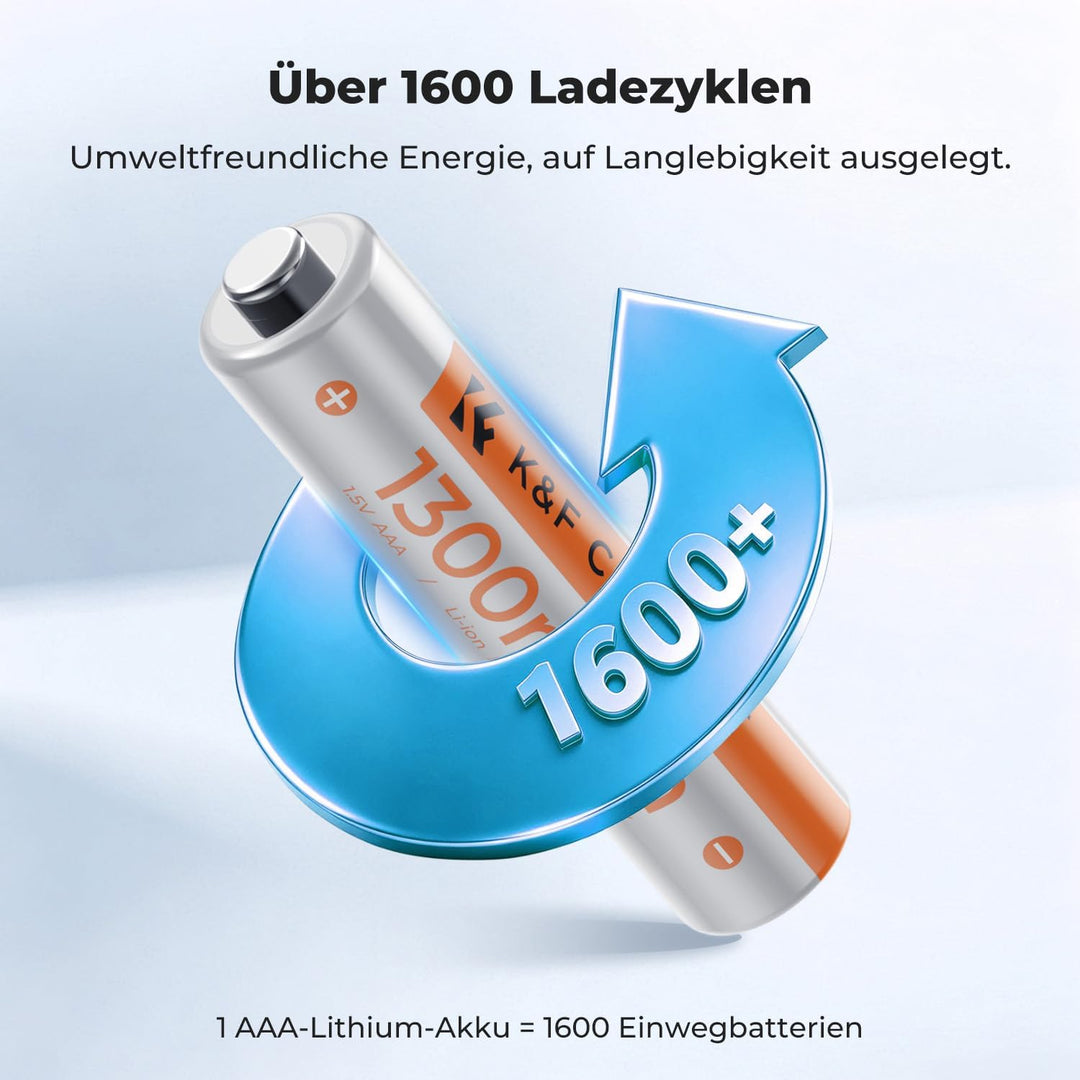 K&amp;F CONCEPT AAA Batterien AAA Akku AAA Wiederaufladbare Lithium Akkus | 8 Pack 1,5V AAA Lithium Batt