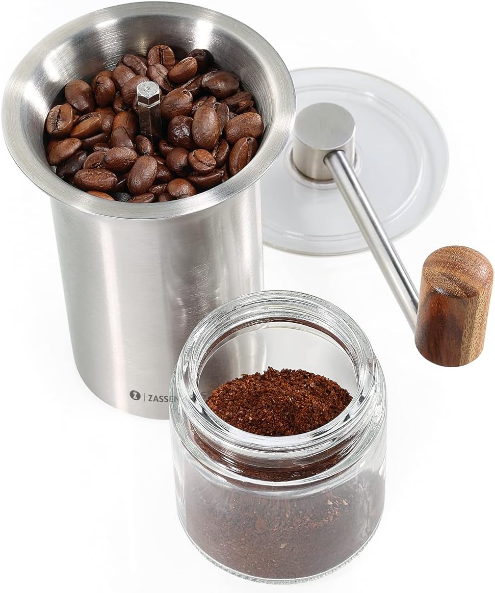 Zassenhaus Kaffeemühle Barista aus Glas und Edelstahl in der Farbe Silber-Transparent, Höhe: 21cm, 0