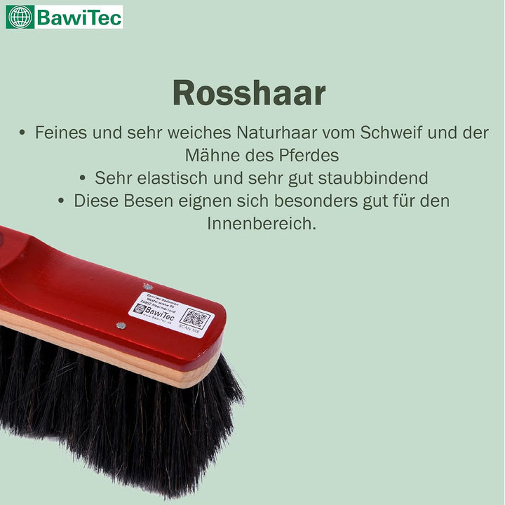 Echt- Rosshaarbesen Zimmerbesen 30cm mit Stiel Teleskopstiel Haushaltsbesen weich Rosshaar-Besen Keh