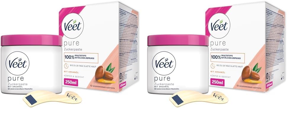 Veet Pure Zuckerpaste mit Arganöl - Sugaring Paste für die Haarentfernung an Körper & Gesicht - 1 x