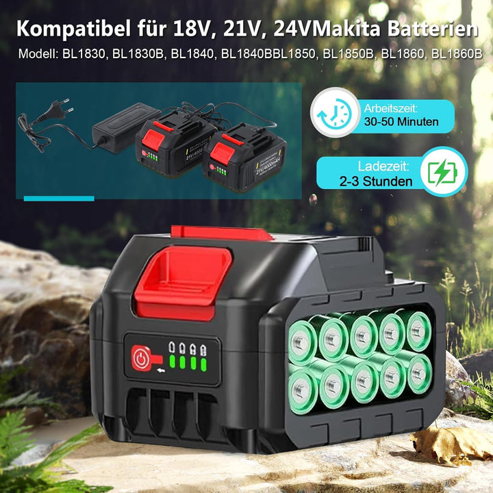 Rasentrimmer mit Akku 21V,Akku Rasentrimmer für Makita Akku,freischneider mit unkrautbürste,2-in-1 F