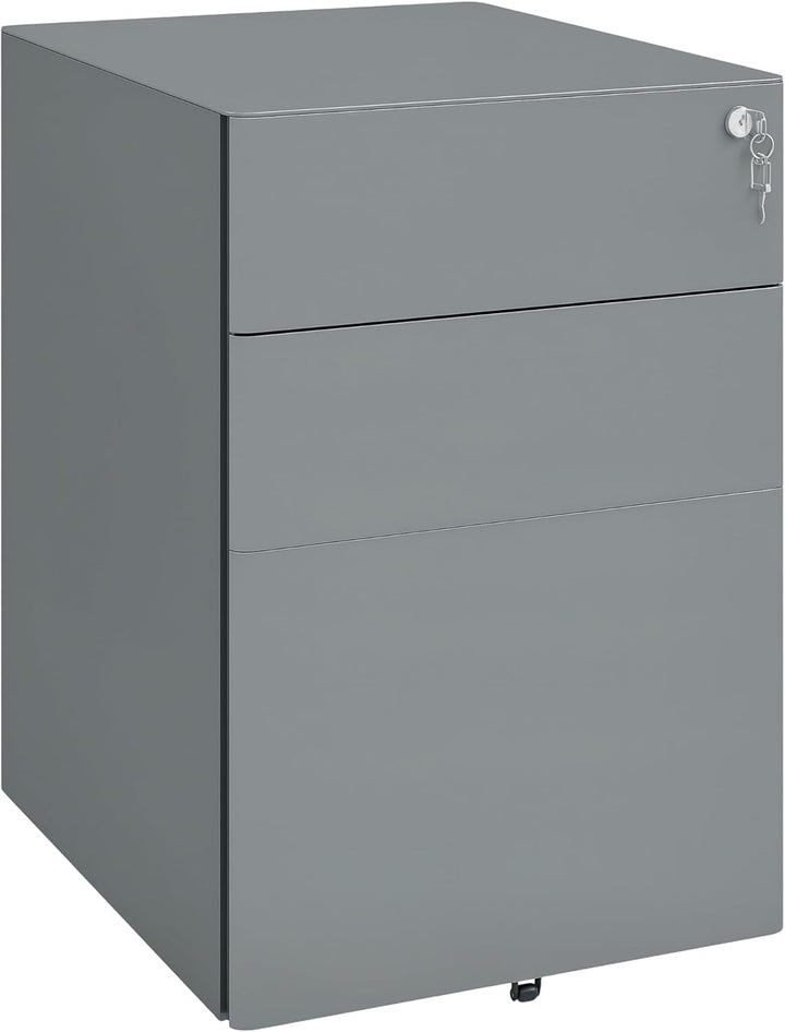 Vinsetto Rollcontainer, mobiler Aktenschrank mit 3 Schubladen, abschliessbarer Büroschrank mit Hänge