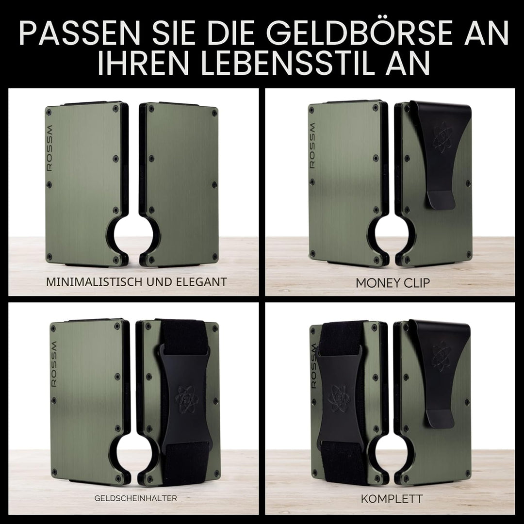 ROSSM Geldbörse Herren mit RFID-Schutz - Kartenetui Herren aus Kohlefaser und Metall mit Geldklammer