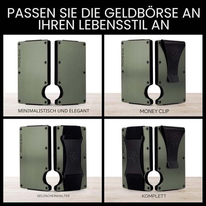 ROSSM Geldbörse Herren mit RFID-Schutz - Kartenetui Herren aus Kohlefaser und Metall mit Geldklammer