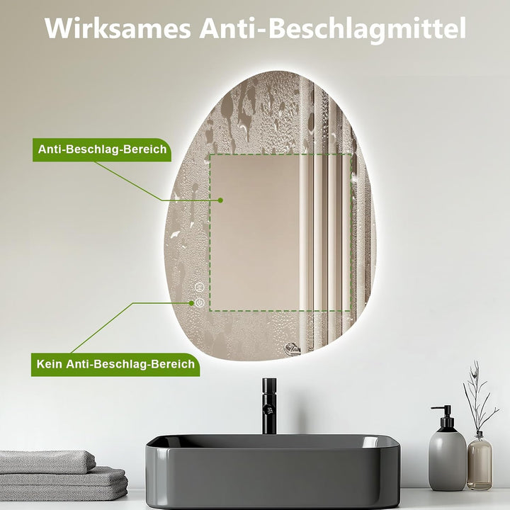 Trintion LED Badspiegel mit Beleuchtung Badezimmer Wandspiegel | Badezimmerspiegel Anti-Beschlag mit