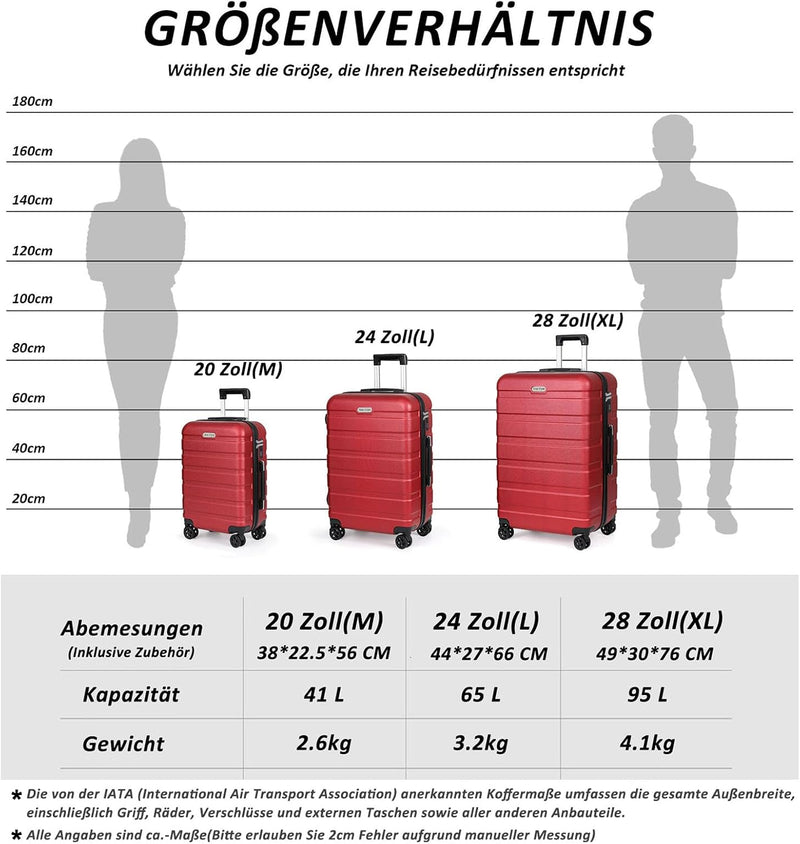 TAN.TOMI Kofferset 3 Teilig Hartschale, Hartschalenkoffer, Koffer & Trolleys, Rollkoffer Reisekoffer