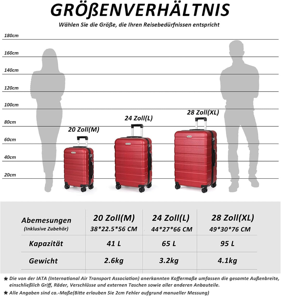 TANTOMI Koffer Gross, Reisekoffer Hartschalenkoffer, Koffer &amp; Trolley mit Passwortsperre, Hartschale