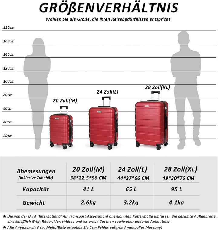TANTOMI Koffer Gross, Reisekoffer Hartschalenkoffer, Koffer &amp; Trolley mit Passwortsperre, Hartschale