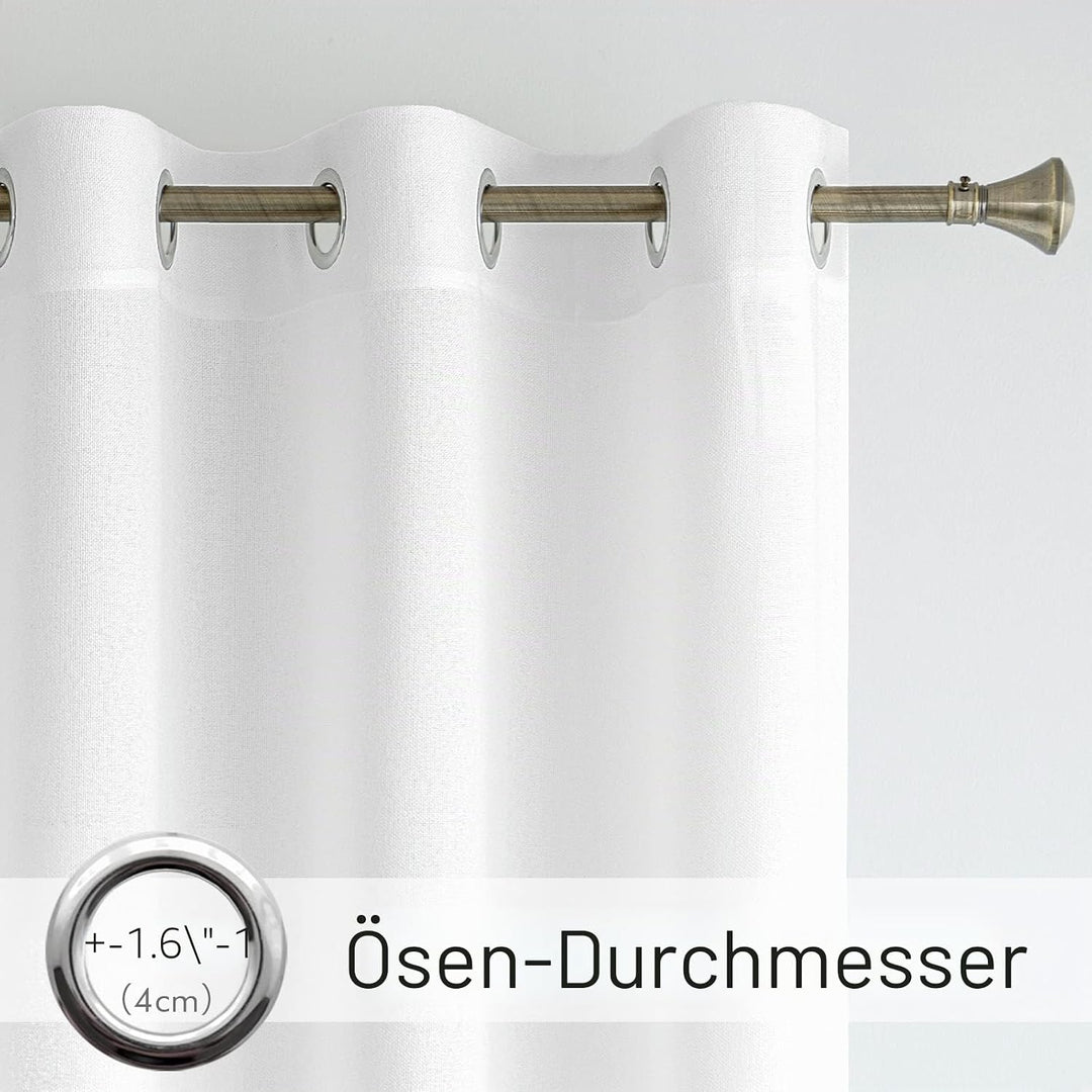 MIULEE Leinen Vorhänge mit weinachtsdekorationenLeinen Ringe Effekt Wohnzimmer Modern Semi-transpare