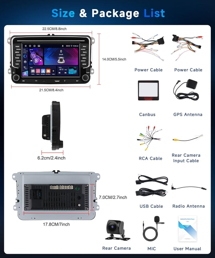 4G+64G Android 15 Autoradio für VW Golf 5 6 Passat Jetta Caddy EOS T5 Tiguan Touran CC Polo, 7'' HD