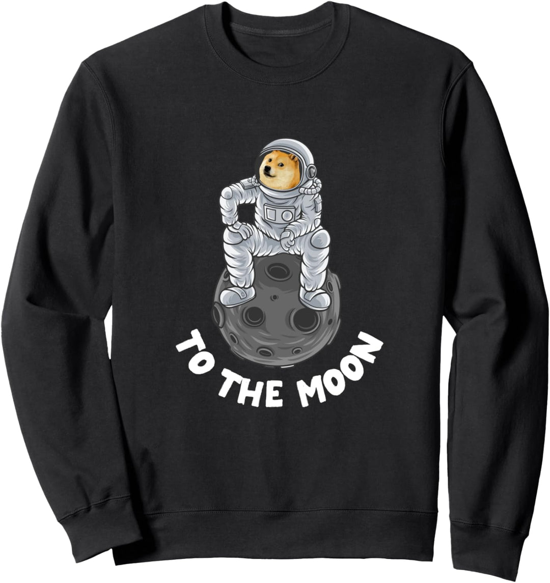 Lustige Internet Meme Mond Raum Design Krypto Dogecoin Sweatshirt