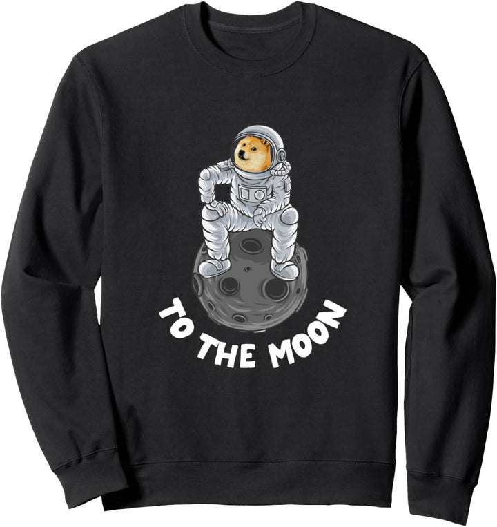 Lustige Internet Meme Mond Raum Design Krypto Dogecoin Sweatshirt