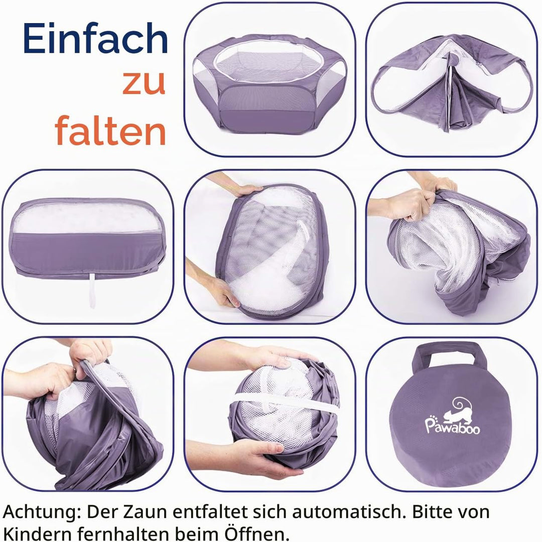 Pawaboo Kleintiere Freigehege, Wasserdicht Faltbar Kaninchen Freilaufgehege für Hasen Hühner Kätzche