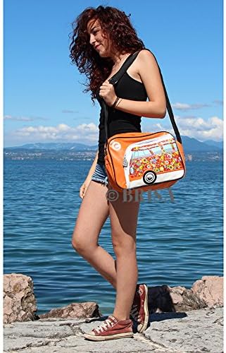 BRISA VW Collection - Volkswagen Schulter-Umhänge-Reise-Tasche-Freizeit-Bag mit VW T1 Bulli Bus Moti