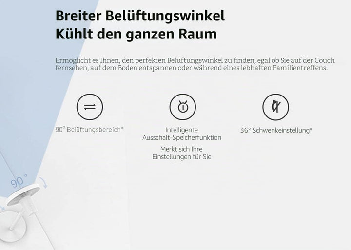 Xiaomi Mi Smart Standing Fan 2 Lite Tisch- & Standventilator mit optionaler iOS/Android Mi Home Appa