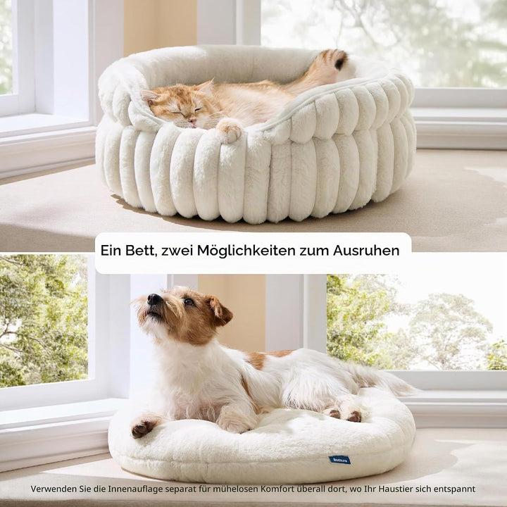 BEDSURE Flauschiges rundes Hundebett klein - 66 x 66 cm rundes Hundebett, waschbares grosses Katzenb