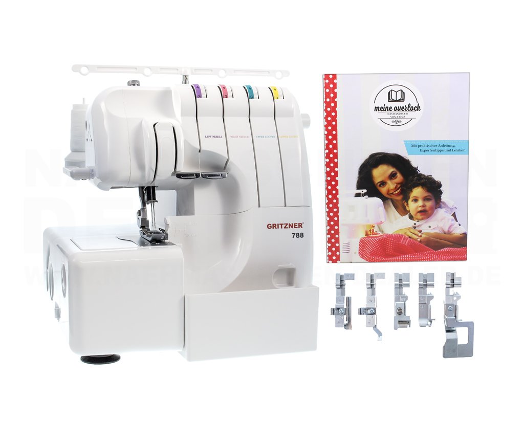 Gritzner 788 Overlock + E-Book "Meine Overlock" + 5 Sondernähfüsse + Abfallbehälter