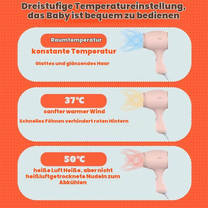 Lotvic Kinderfön, 550W Miniföhn für Mädchen, Föhn für Kinder, Kinder Föhn mit 3 Temperatur, Reiseföh