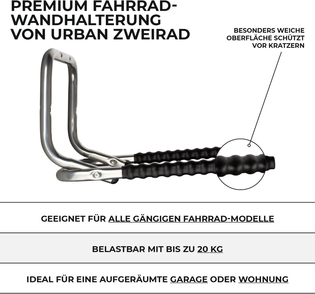 URBAN ZWEIRAD Fahrrad-Wandhalterung - klappbare Fahrradhalterung - platzsparende Fahrrad-Wandhalteru
