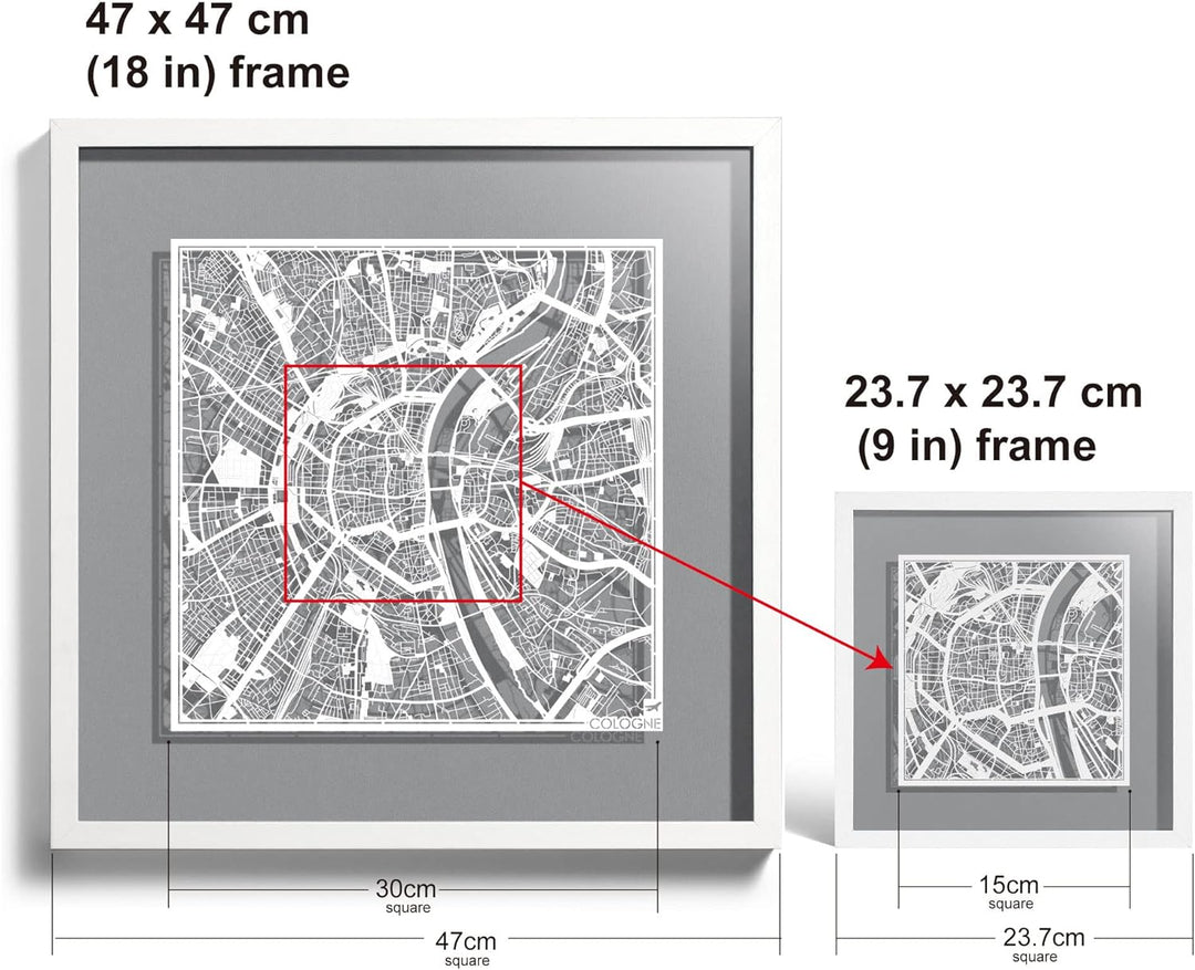 O3 DESIGN STUDIO - Marco de Papel para mapas, 22,8 x 22,8 cm, en Caja de Regalo, Fondo, autocambiant