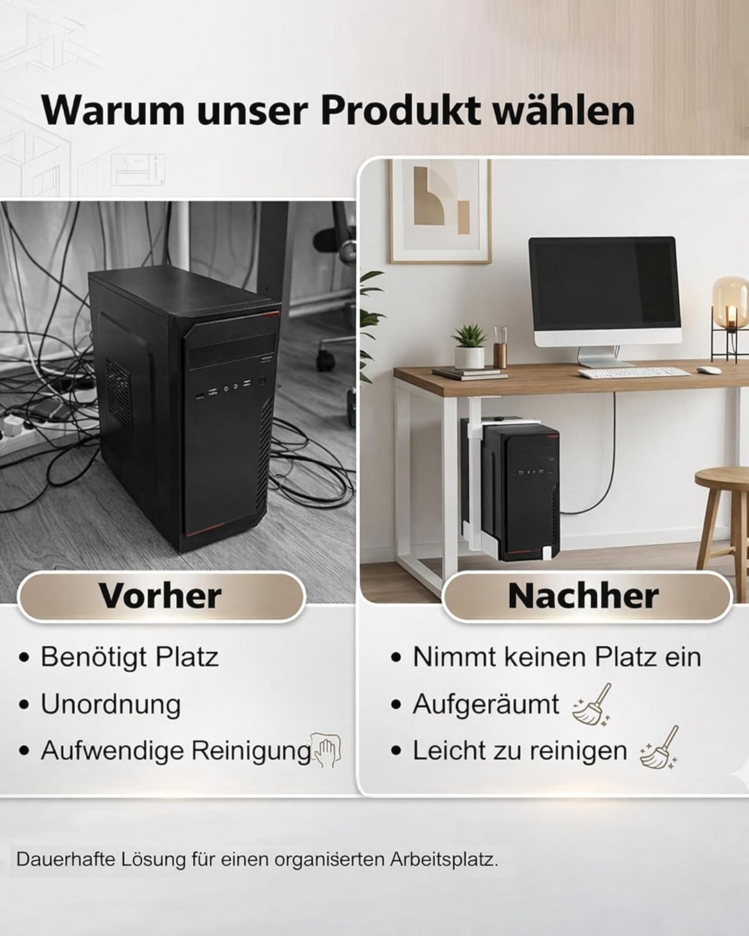PC Halterung Unter Schreibtisch: PC Wandhalterung Höhenverstellbar bis 54.5cm bis 30kg Belastbar für