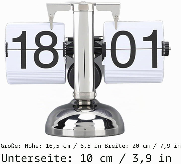 TOPINCN Retro-Stil Klapp-Schreibtisch-Regaluhr, 304 Edelstahl-Klappuhr, Grosse Zahl, Batteriebetrieb