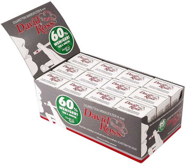 David Ross Zigaretten Mikrofilter 8 mm, 60% weniger Teer + Nikotin 6 Packungen (150 Filter)