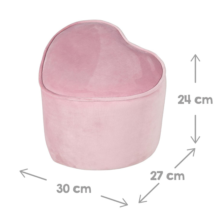 roba Kinderhocker Lil Sofa in Herzform - Bequemer Hocker in rosa Samtstoff - Polstermöbel Pouf für K