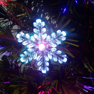 Aufun Weihnachtsbaum Künstlicher 150 cm mit LED Glasfaser und Schneeflocken Weihnachtsdeko Christbau