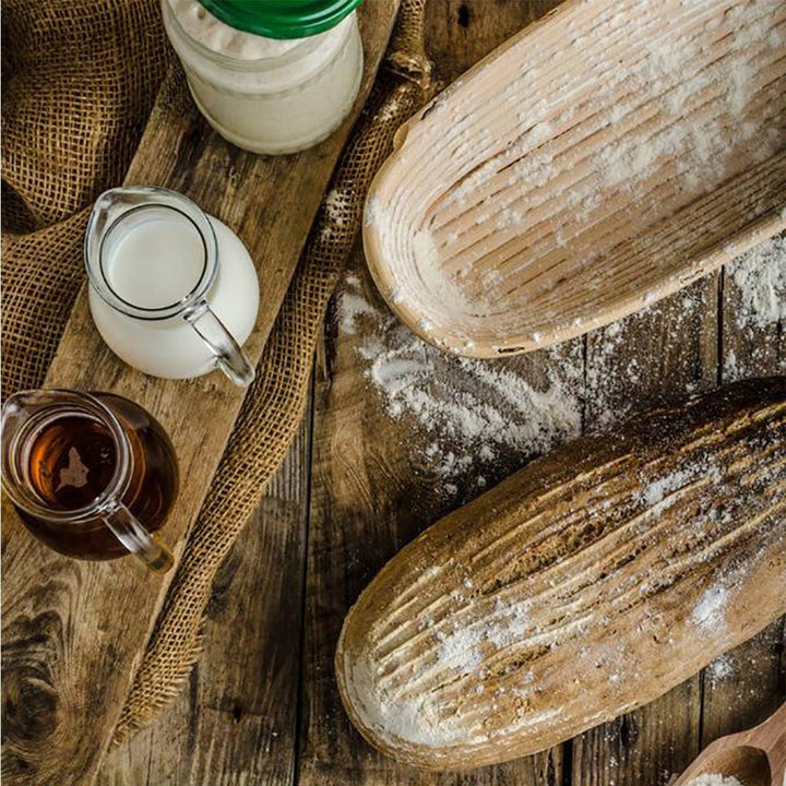 Litthing 2 Pcs Gärkorb ovales Gärkörbchen für Brot 25 x 15 x 8 cm Banneton Korb,Gärkorb aus Peddigro