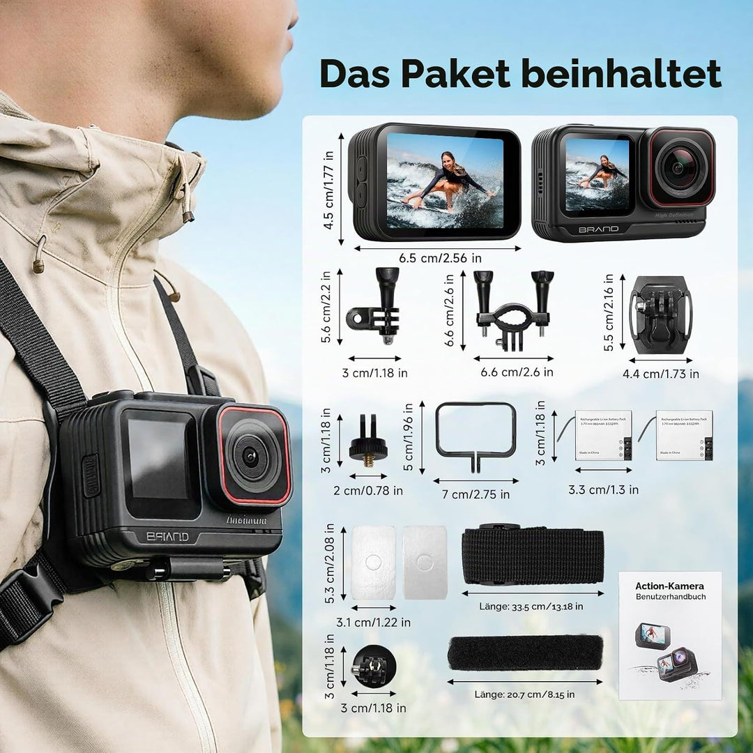 AIKER Action Cam 4k,Pro-Version Action Kamera Mit 5k/30FPS,48MP, Ultra Stabil EIS Bildstabilisierung