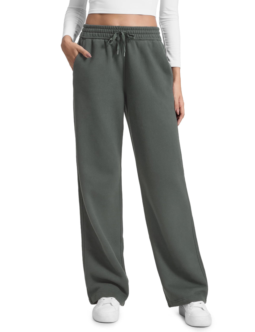 CRZ YOGA Damen Jogginghose Gefütterte Baumwolle Joggers Soft Freizeithose Winter Lounge Hosen mit Ta